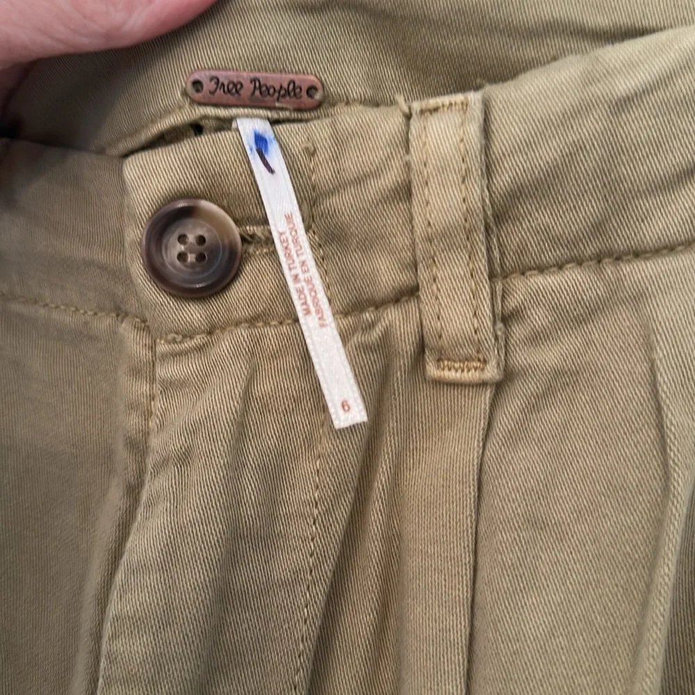 Free People Tan/Khaki wide Leg High Waist Pants size 6 NWOT - Picture 2 of 4